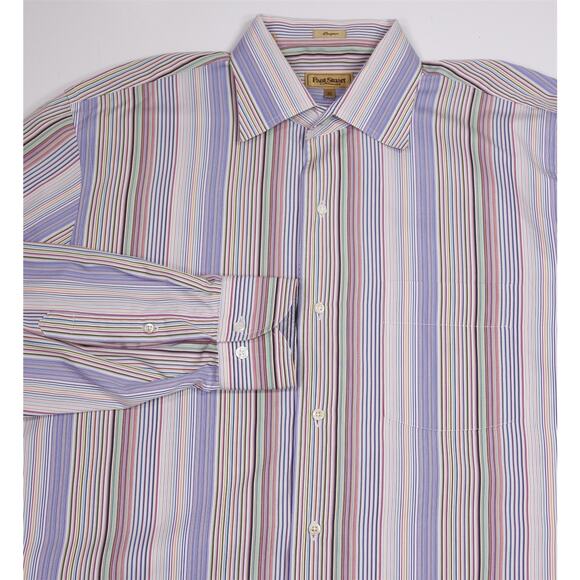 Paul Stuart Men's Rainbow Striped Button-Up Dress Shirt XL - Picture 1 of 7